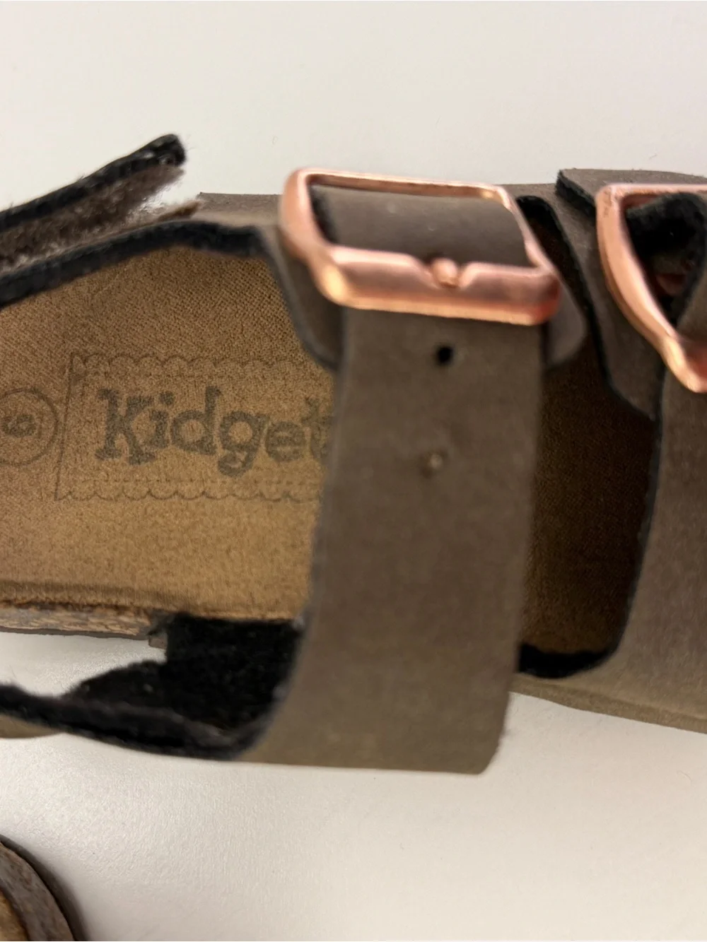 Kidgets Brown Sandals with Rose-Gold Buckles